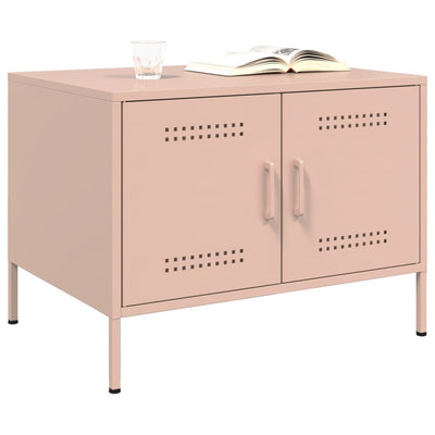 Sohvapöytä pinkki 68x50x50,5 cm kylmävalssattu teräs