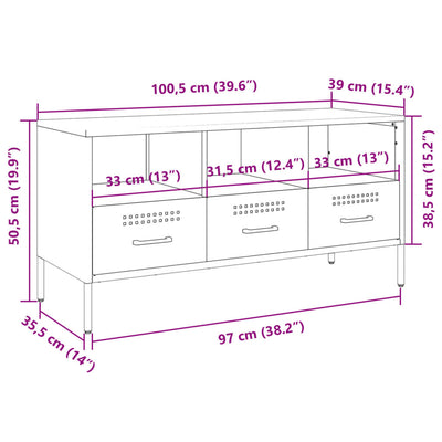 Sinapinkeltainen tv-taso Negutu 100,5x39x50,5cm (kylmävalssattu teräs)