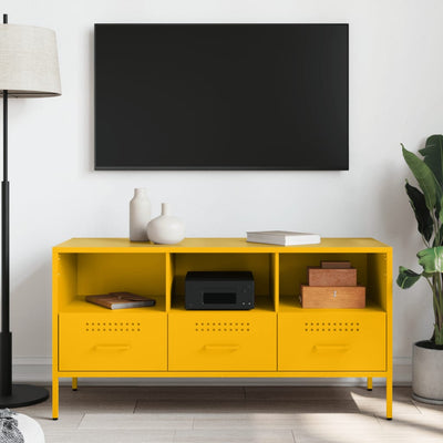 TV-taso sinapinkeltainen 100,5x39x50,5 cm kylmävalssattu teräs