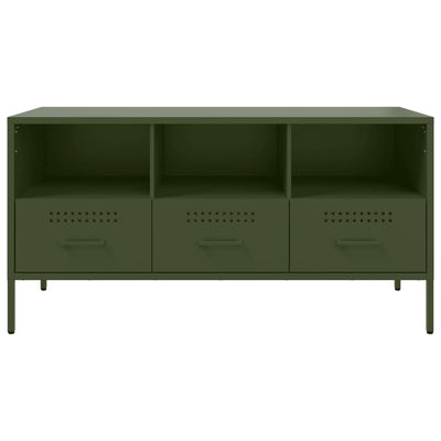 TV-taso oliivinvihreä 100,5x39x50,5 cm kylmävalssattu teräs