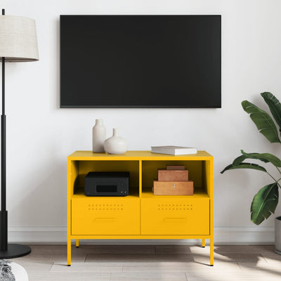 TV-taso sinapinkeltainen 68x39x50,5 cm kylmävalssattu teräs