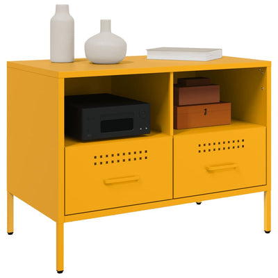 TV-taso sinapinkeltainen 68x39x50,5 cm kylmävalssattu teräs