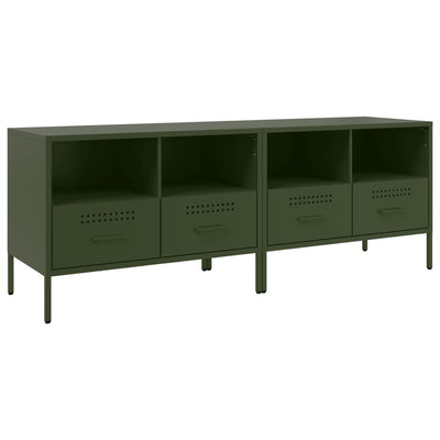 Yöpöydät 2 kpl oliivinvihreä 68x39x50,5 cm kylmävalssattu teräs