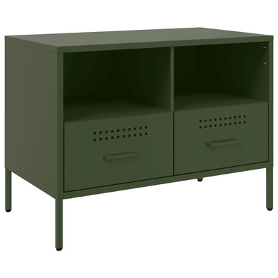 Yöpöydät 2 kpl oliivinvihreä 68x39x50,5 cm kylmävalssattu teräs