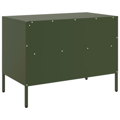 Yöpöydät 2 kpl oliivinvihreä 68x39x50,5 cm kylmävalssattu teräs