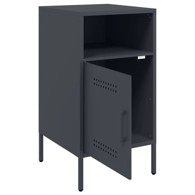 Yöpöydät 2 kpl antrasiitti 36x39x68 cm kylmävalssattu teräs