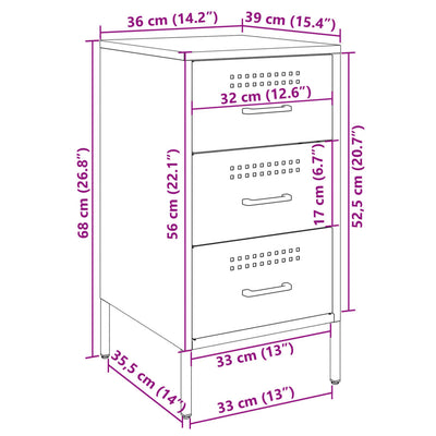 Valkoinen yöpöydät Shyheim 36x39x68cm (2 kpl kylmävalssattu teräs)