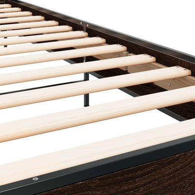 Ruskea sängynrunko Edidia 90x200cm (puinen ja metalli)