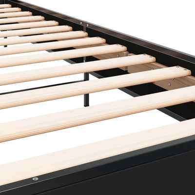 Musta sängynrunko Edidia 100x200cm (puinen ja metalli)