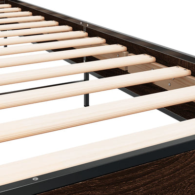 Ruskea sängynrunko Edidia 75x190cm (puinen ja metalli)