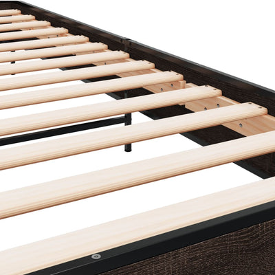 Ruskea sängynrunko Evghenie 90x200cm (puinen ja metalli)