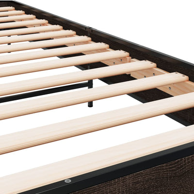 Ruskea sängynrunko Evghenie 90x190cm (puinen ja metalli)