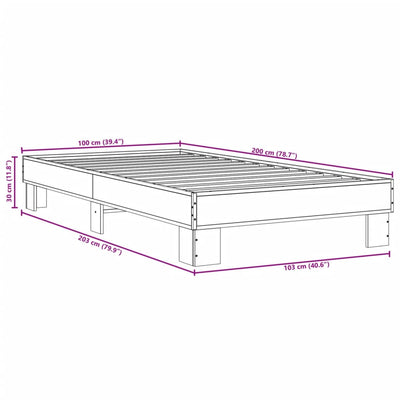 Harmaa sängynrunko Ladilslau 100x200cm (puinen ja metalli)