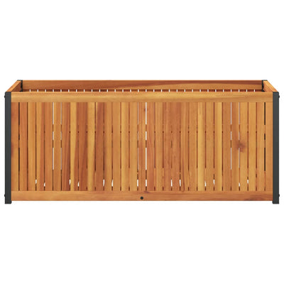 Ulkokukkalaatikko 110x45x44 cm täysi akasiapuu ja teräs