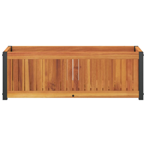 Kukkalaatikko 80x30x27,5 cm täysi akasiapuu ja teräs