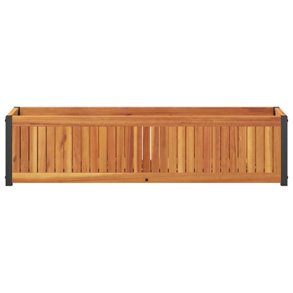 Kukkalaatikko 110x30x27,5 cm täysi akasiapuu ja teräs