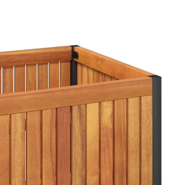 Kukkalaatikko 110x30x27,5 cm täysi akasiapuu ja teräs