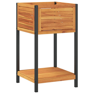 Kukkalaatikko hyllyllä Vlasie 45x45x80cm (akasiapuu ja teräs)