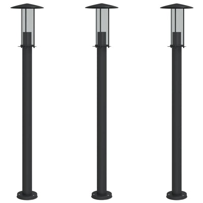 Pylväsvalaisimet 3 kpl musta 100 cm ruostumaton teräs