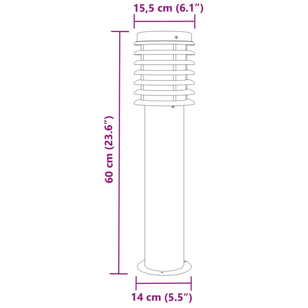 Pylväsvalaisimet 3 kpl hopea 60 cm ruostumaton teräs
