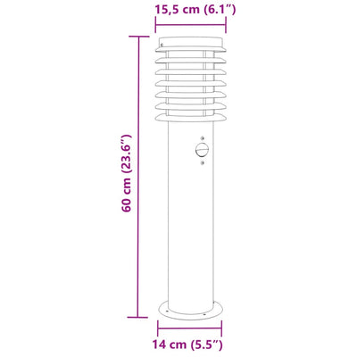 Hopea pylväsvalaisin liiketunnistimella Budurca 60cm (ruostumaton teräs)