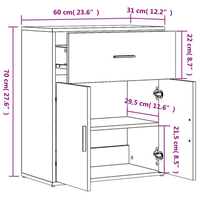 Senkit 2 kpl Sonoma-tammi 60x31x70 cm tekninen puu
