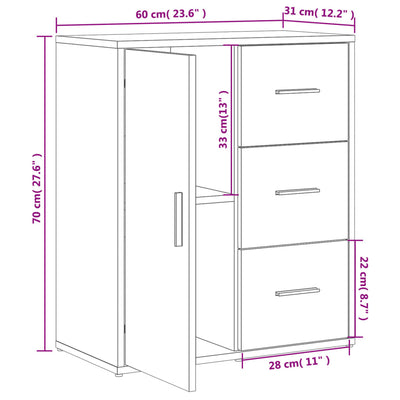Senkit 2 kpl harmaa Sonoma 60x31x70 cm tekninen puu