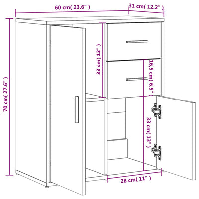 Senkit 2 kpl valkoinen 60x31x70 cm tekninen puu