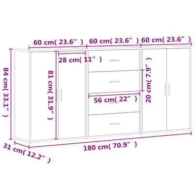 Senkit 3 kpl musta 60x31x84 cm tekninen puu