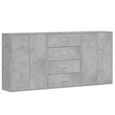 Senkit 3 kpl betoninharmaa 60x31x84 cm tekninen puu