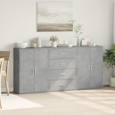 Senkit 3 kpl betoninharmaa 60x31x84 cm tekninen puu