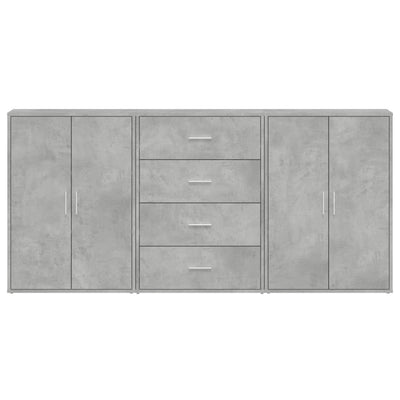 Senkit 3 kpl betoninharmaa 60x31x84 cm tekninen puu