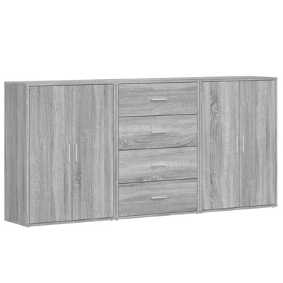 Senkit 3 kpl harmaa Sonoma 60x31x84 cm tekninen puu