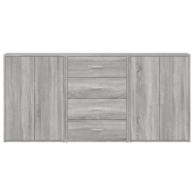 Senkit 3 kpl harmaa Sonoma 60x31x84 cm tekninen puu