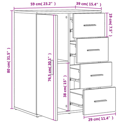 Senkit 2 kpl betoninharmaa 59x39x80 cm tekninen puu
