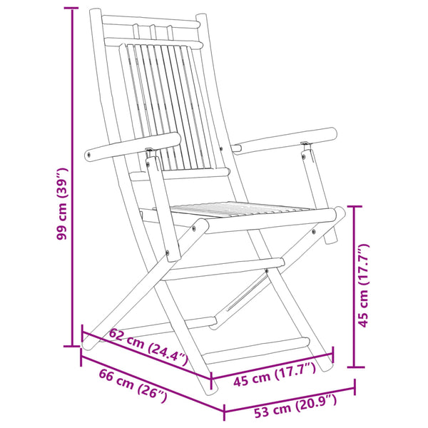 Taitettavat puutarhatuolit Budomir 53x66x99cm (4 kpl bambu)