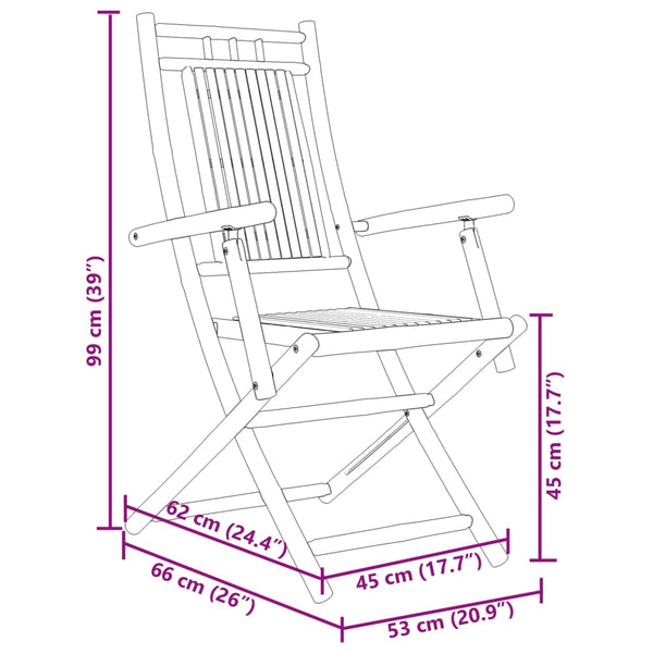 Taitettavat puutarhatuolit Budomir 53x66x99cm (8 kpl bambu)