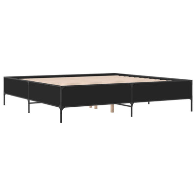 Sängynrunko musta 200x200 cm tekninen puu ja metalli