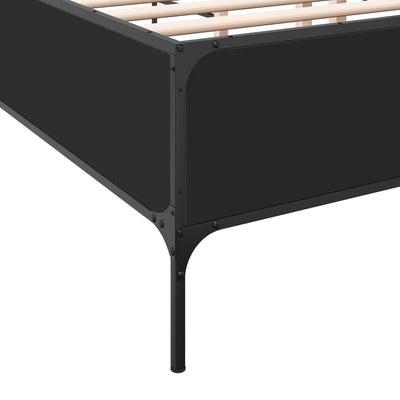 Sängynrunko musta 200x200 cm tekninen puu ja metalli
