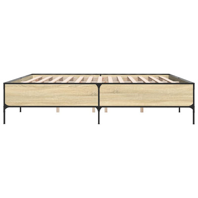 Sängynrunko Sonoma-tammi 200x200 cm tekninen puu ja metalli