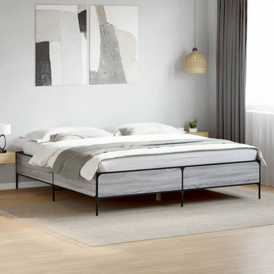 Sängynrunko harmaa Sonoma 200x200 cm tekninen puu ja metalli
