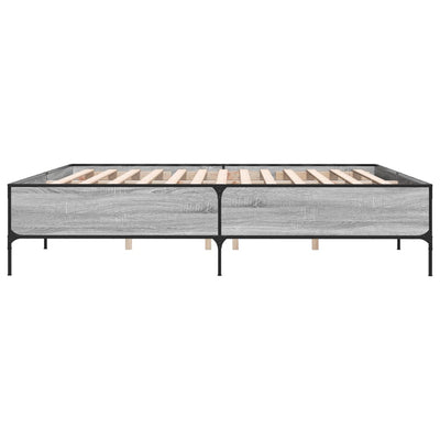 Sängynrunko harmaa Sonoma 200x200 cm tekninen puu ja metalli