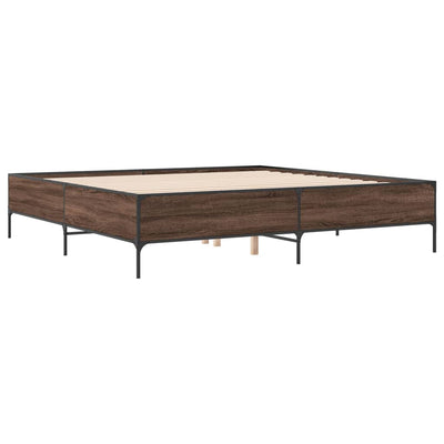 Sängynrunko ruskea tammi 200x200 cm tekninen puu ja metalli