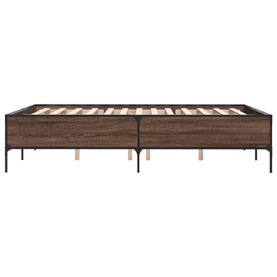 Sängynrunko ruskea tammi 135x190 cm tekninen puu ja metalli