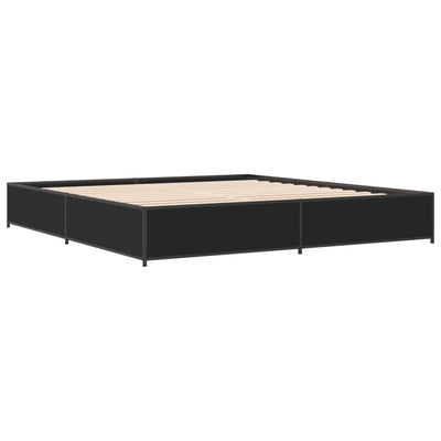Sängynrunko musta 200x200 cm tekninen puu ja metalli