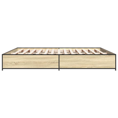 Sängynrunko Sonoma-tammi 200x200 cm tekninen puu ja metalli