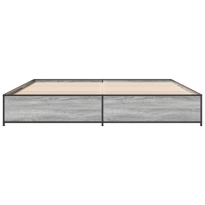 Sängynrunko harmaa Sonoma 200x200 cm tekninen puu ja metalli