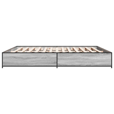 Sängynrunko harmaa Sonoma 200x200 cm tekninen puu ja metalli