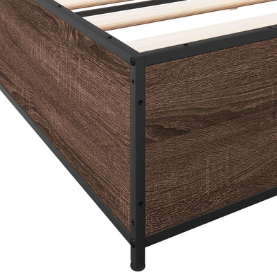 Sängynrunko ruskea tammi 200x200 cm tekninen puu ja metalli