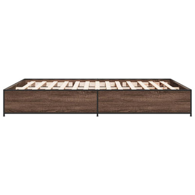 Sängynrunko ruskea tammi 140x190 cm tekninen puu ja metalli
